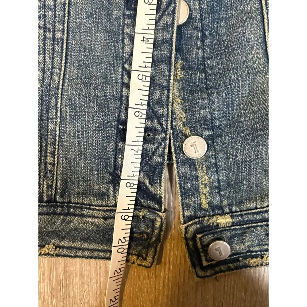Anthropologie Pilcro Distressed Denim Trucker Jean Jacket Casual Retro S Classic